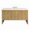 James Martin Vanities Hudson 60in Single Vanity, Light Natural Oak w/ 3 CM White Zeus Top 435-V60S-LNO-3WZ